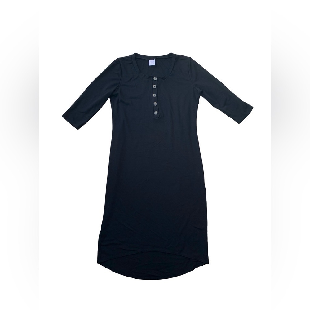 Lou Lou & Company Black Button-Front Midi Dress